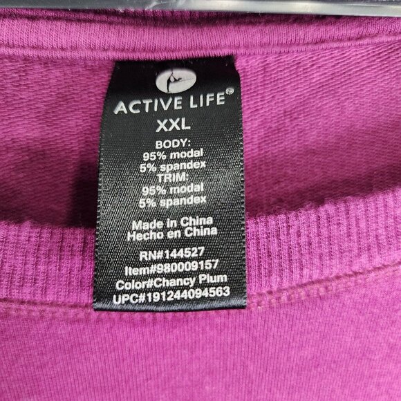 Womens Active Life Purple Pullover Sweatshirt Long Sleeve Side Slits Size XXL - Picture 2 of 7